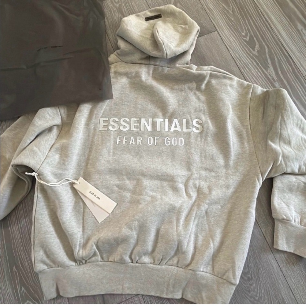 NWT ESSENTIALS FEAR OF GOD HEATHER STONE HOODIE SMALL - Picture 4 of 4
